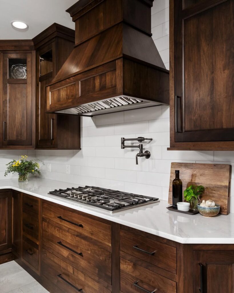 Warm Brown Walnut Shaker Cabinetry