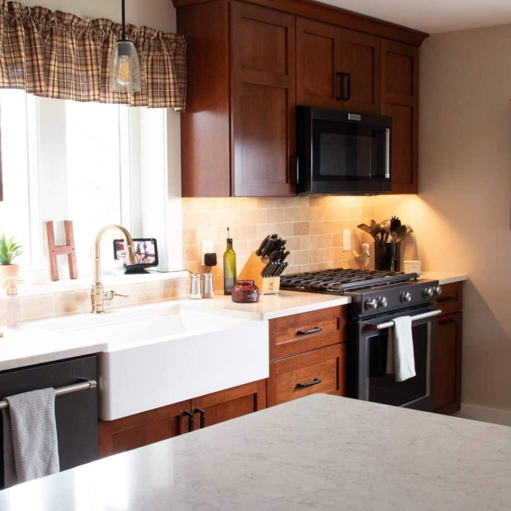 Warm Cherry Shaker Farmhouse Kitchen