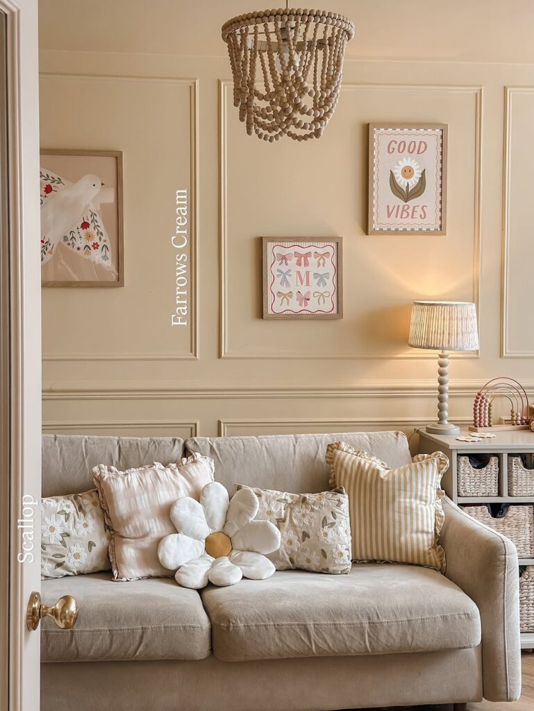 Whimsical Cream Floral Living Room