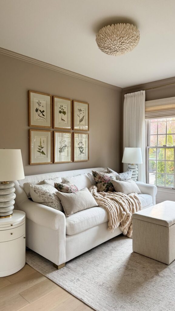 Botanical Living Room in Soft Beige