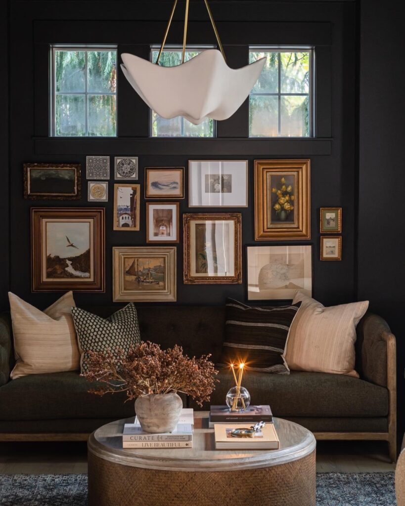 Gallery Wall Against Charcoal