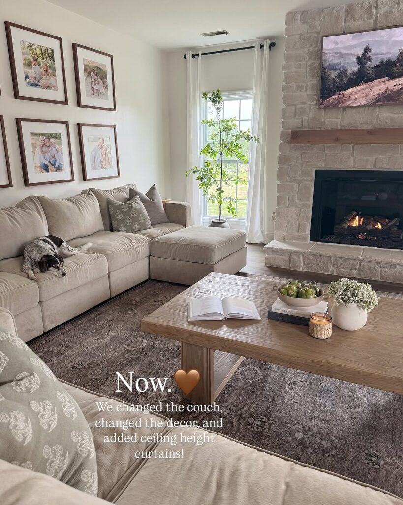 Warmth Around a Beige Hearth
