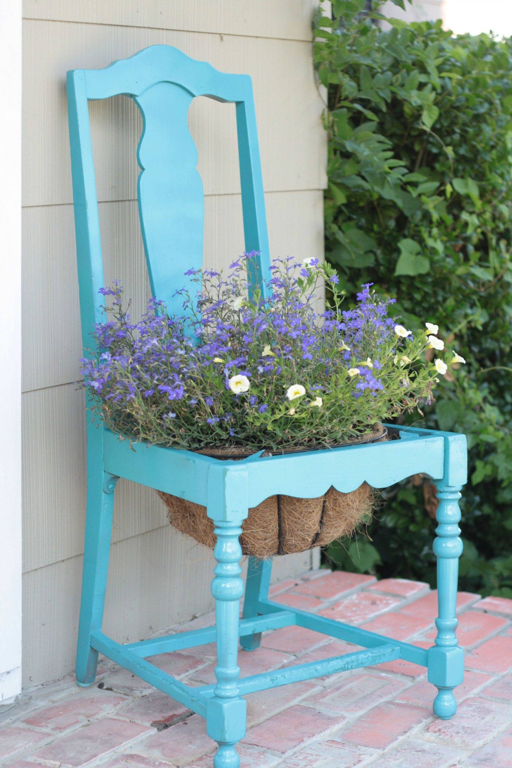 Antique Chair with Flower Pot
