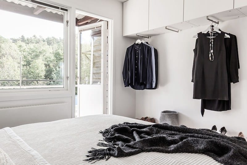 Bedroom clothes rack with cabinets