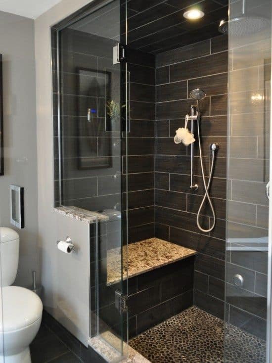 black subway tile shower