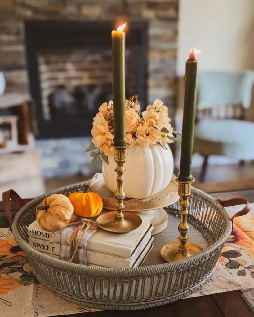 Brass Candlelight Tray Centerpiece