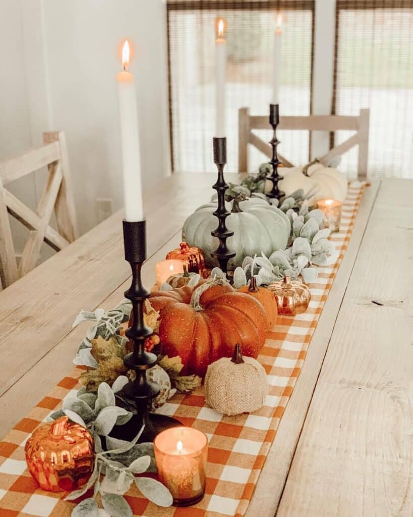 Burnt Orange Gingham Table Runner