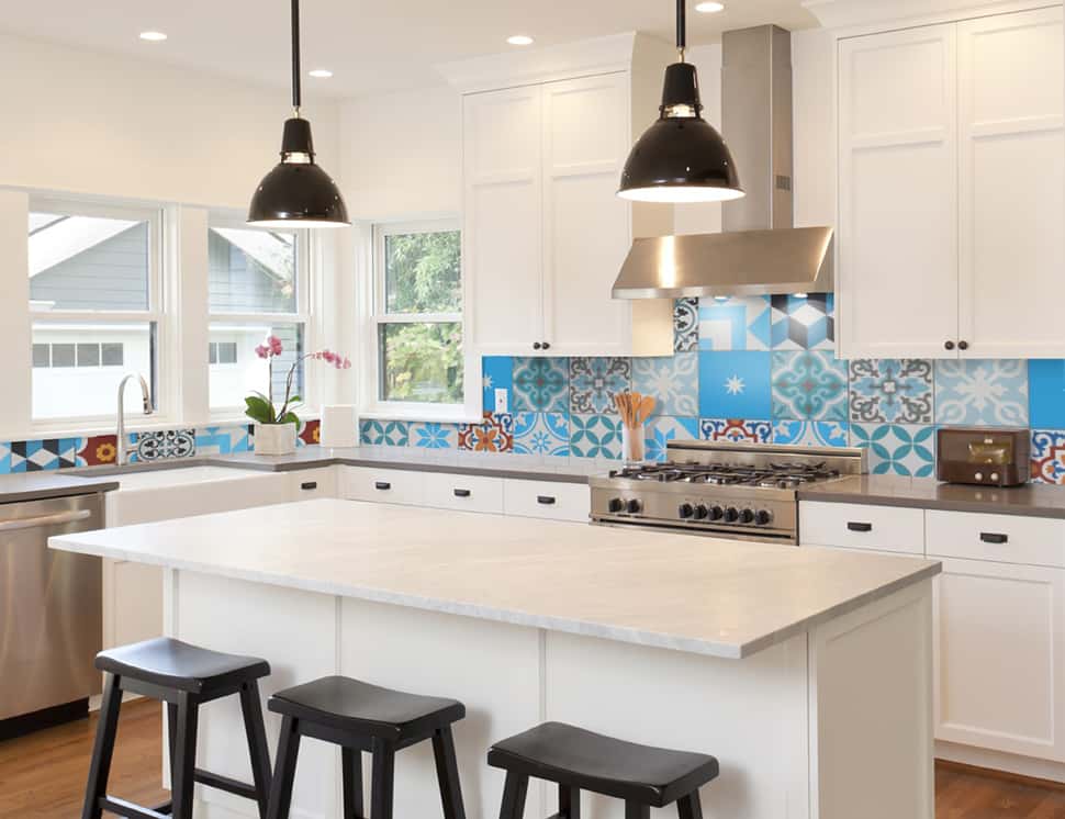 cement tile shop patchwork backsplash kitchen