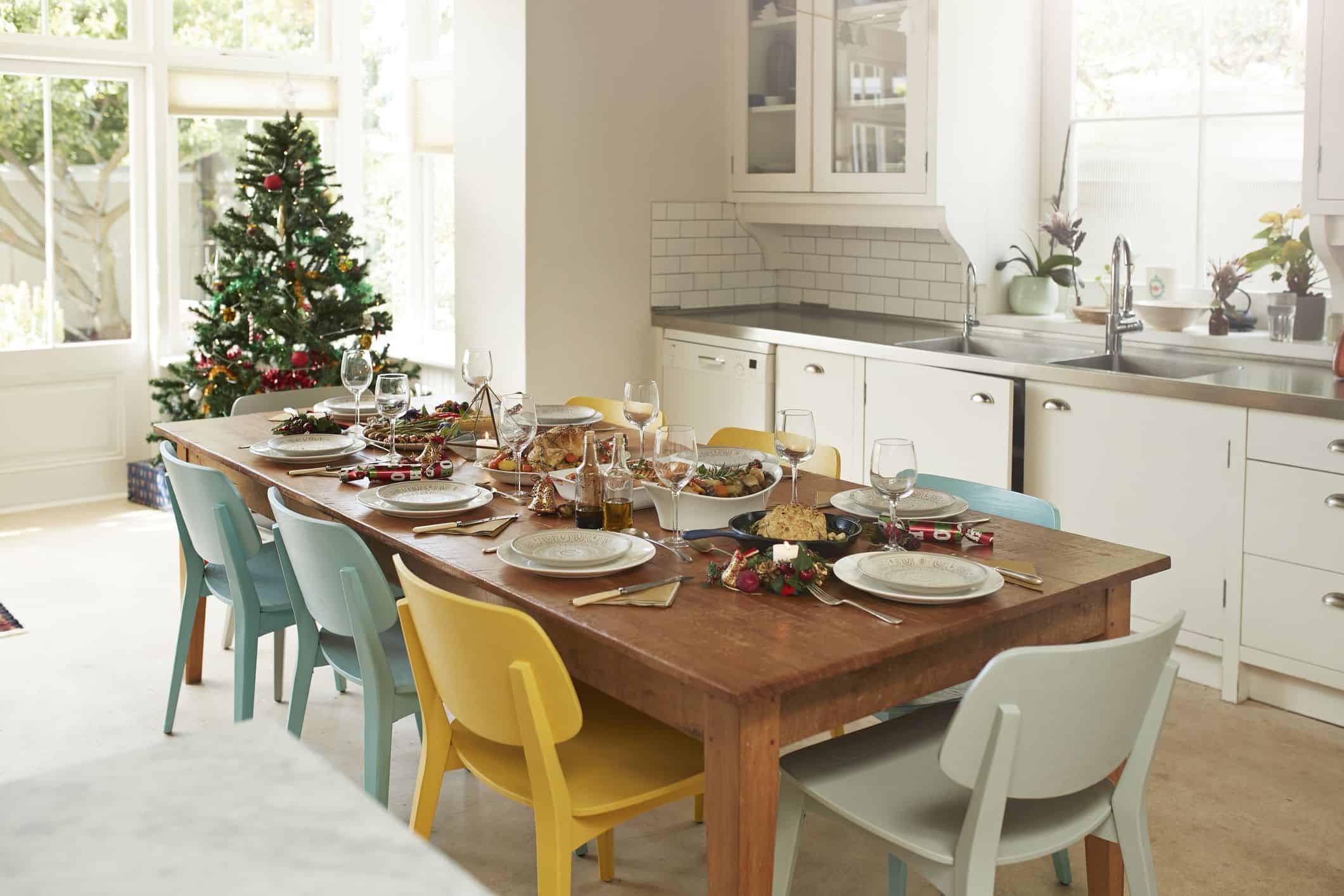 christmas tree in kitchen