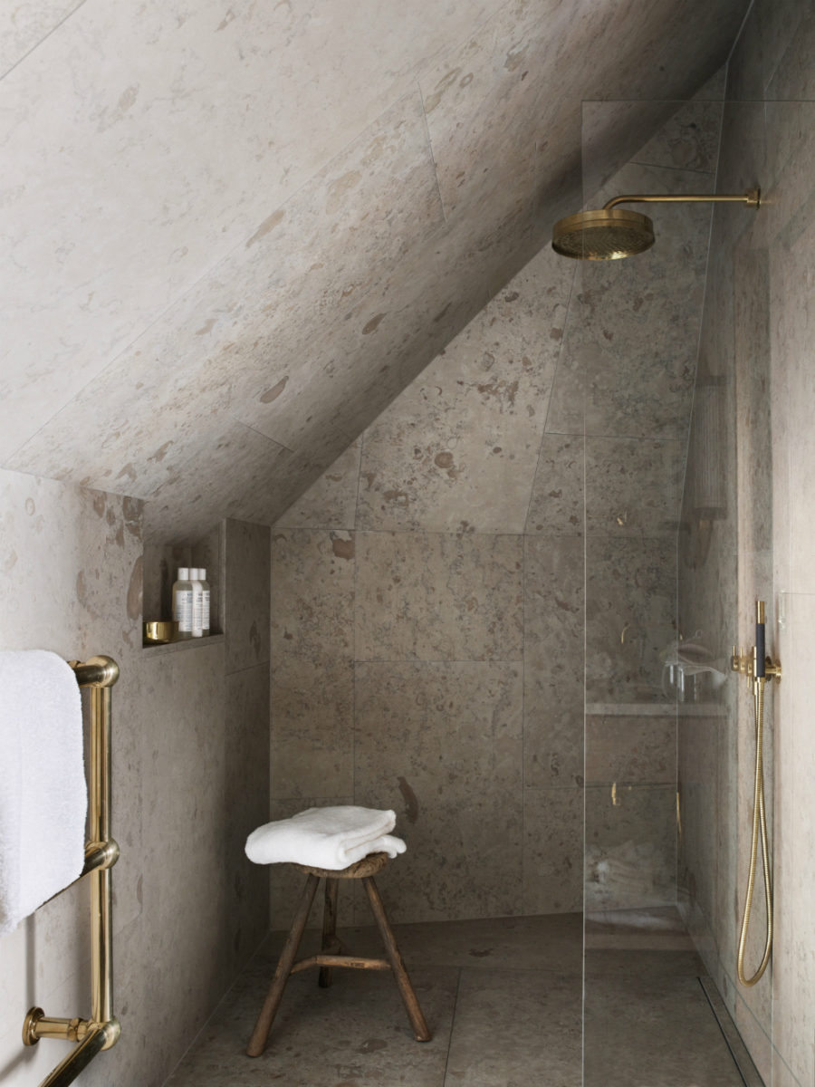Concrete corner shower