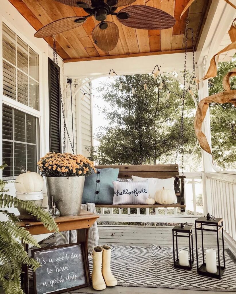 Cozy Fall Porch Swing Accents