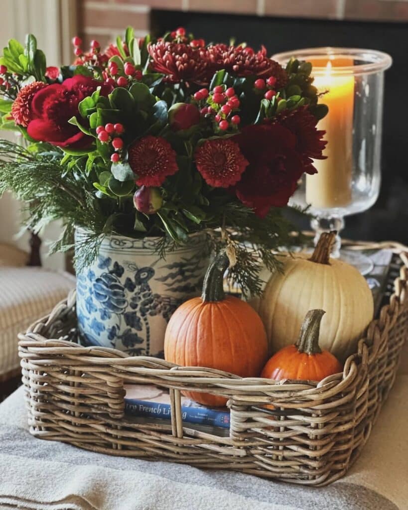 Crimson Chinoiserie Basket