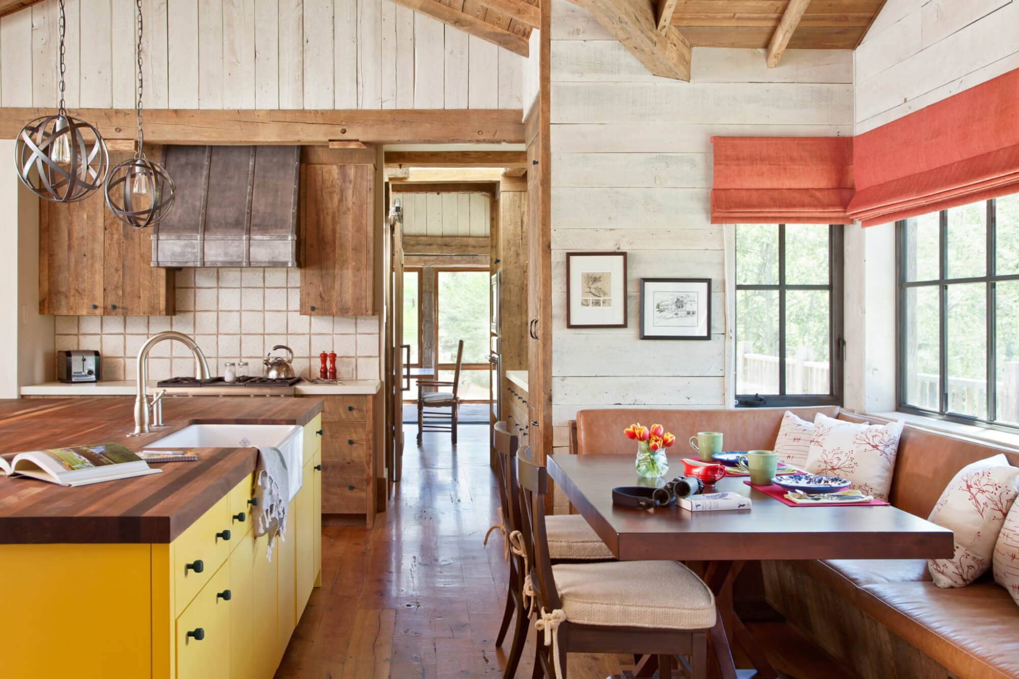 Bright Country Rustic Theme Kitchen Wood Features