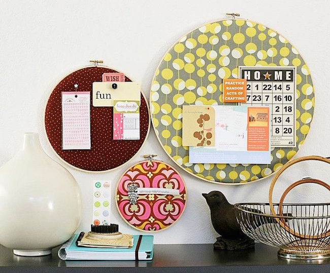 Embroidery hoop cork boards