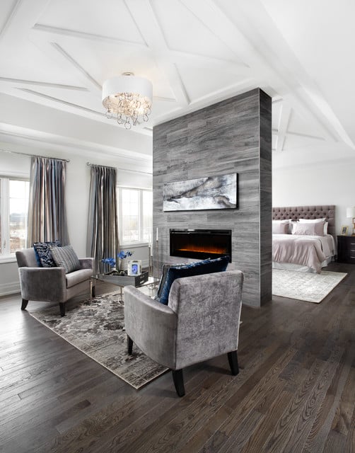Expansive Bedroom with fireplace like divider