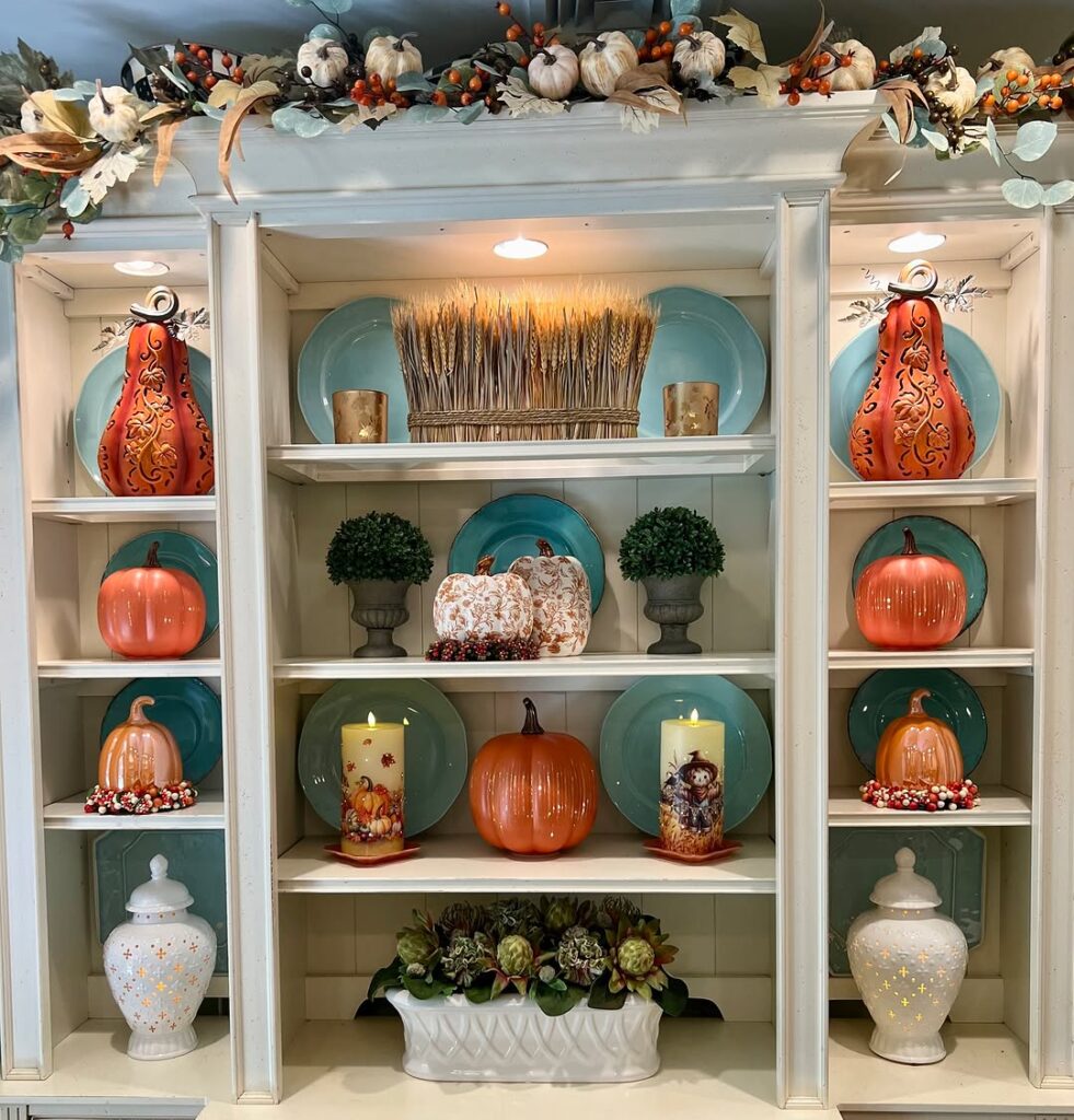Fall Farmhouse Pumpkin Hutch