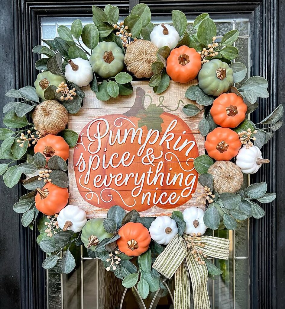 Fall Pumpkin Spice Wreath Doorway Decor