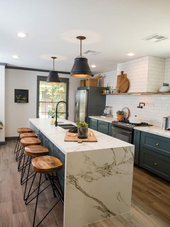 farmhouse kitchen marble countertop