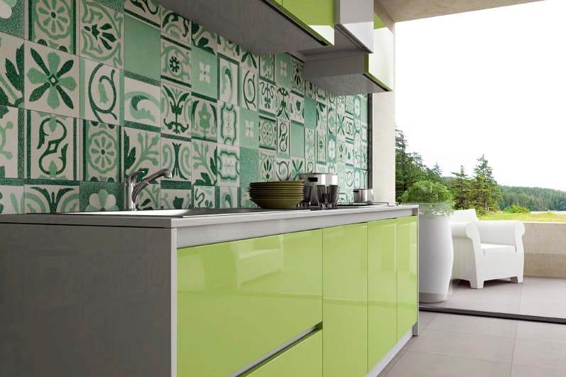 fogazza millennium patchwork verde backsplash