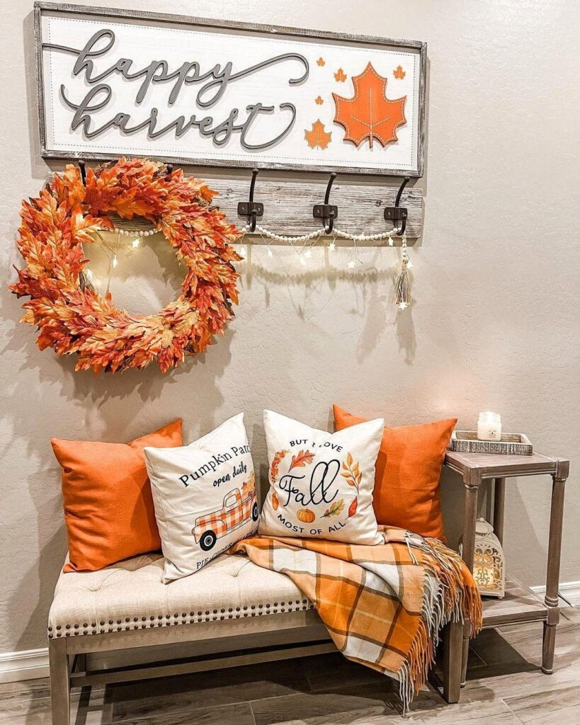 Harvest Fall Bench Decor