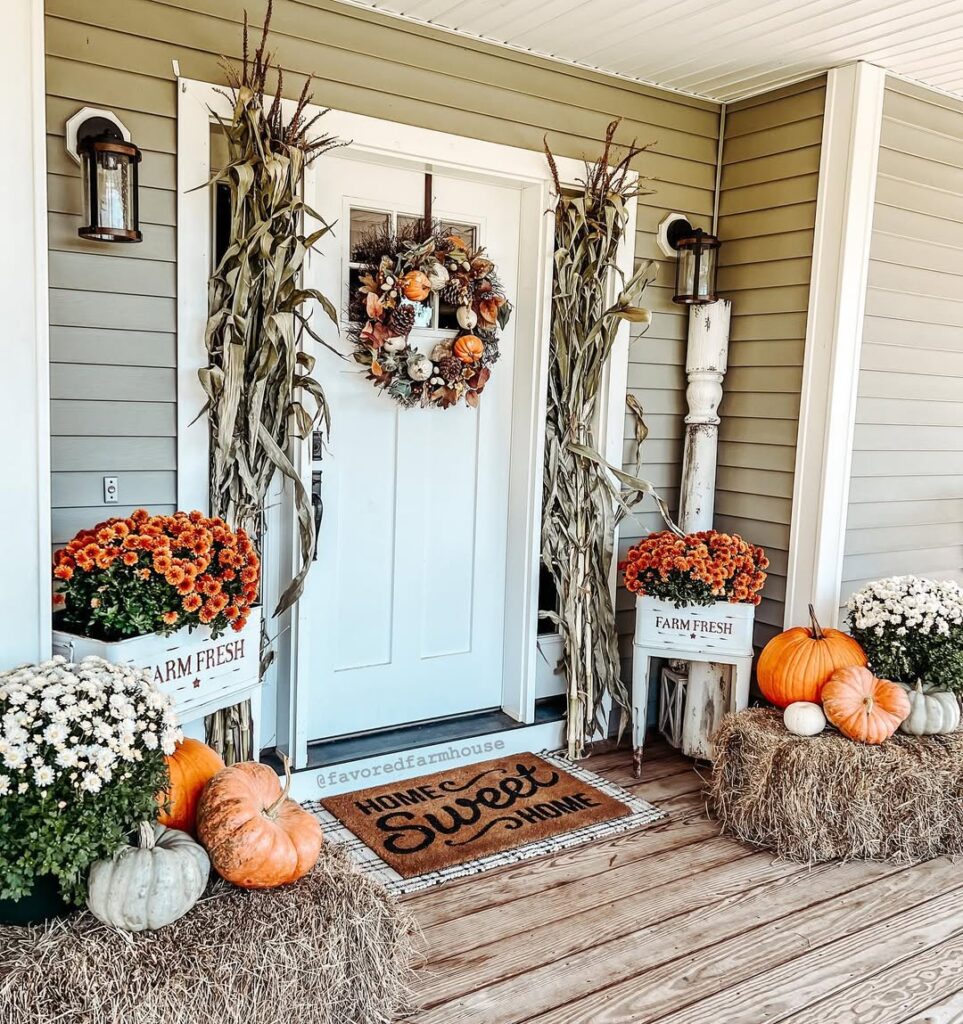 Hay Bales on a Fall Porch