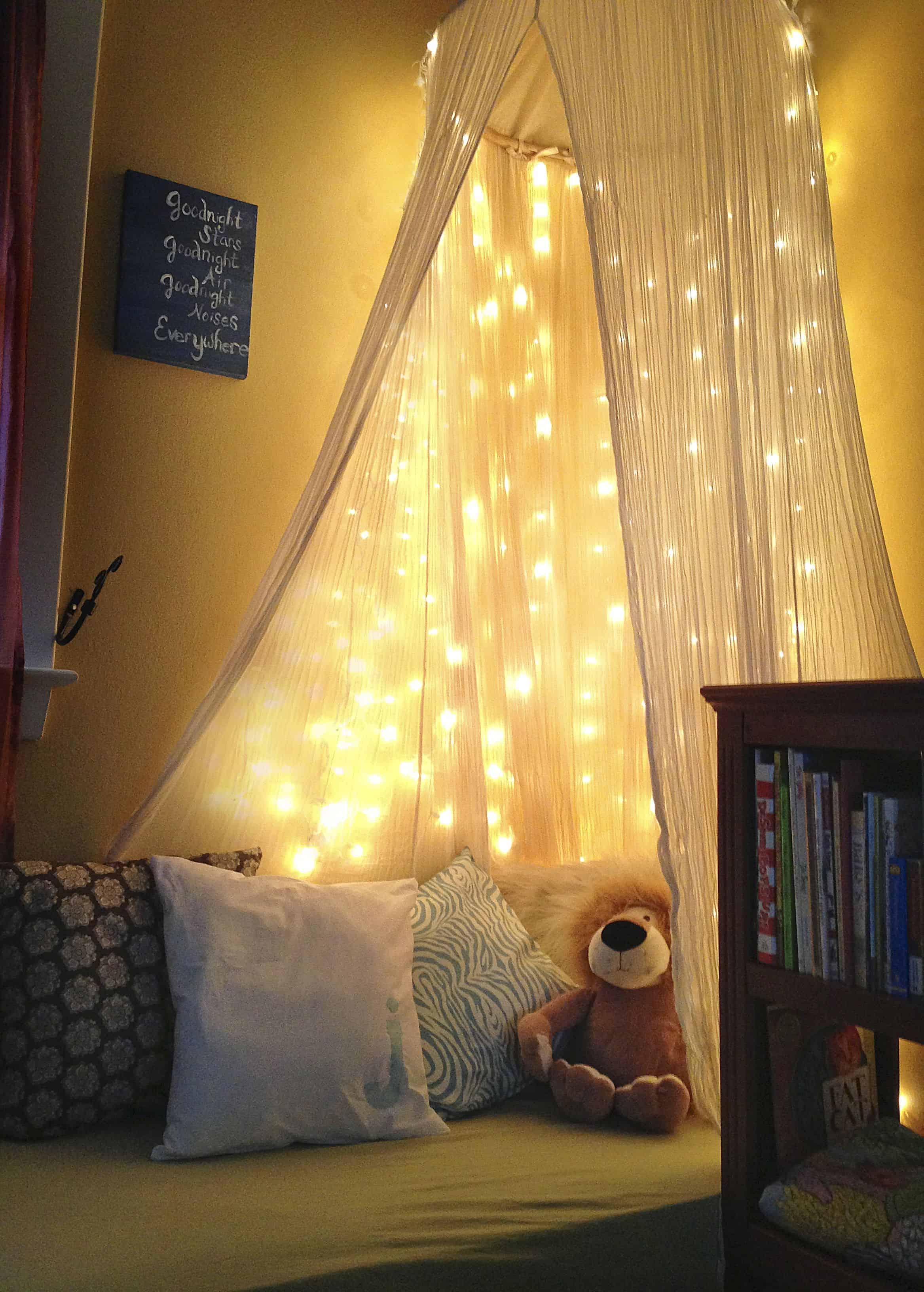 kids-room-with-christmas-lights Adding a subtle set of soft lights to your kid's playroom can provide the comfort they need to play in their favorite space all day and night.