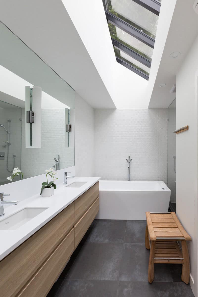 large mirror in small bathroom