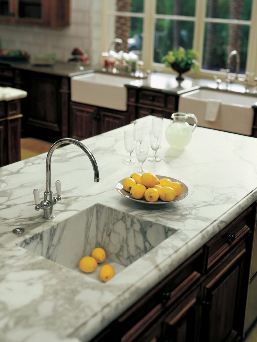 marble kitchen countertop and sink