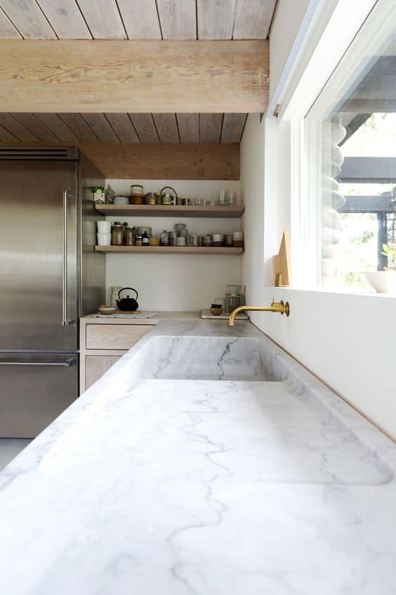 marble sink and kitchen countertop