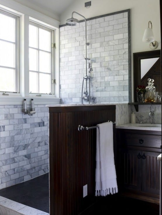 marble tile shower