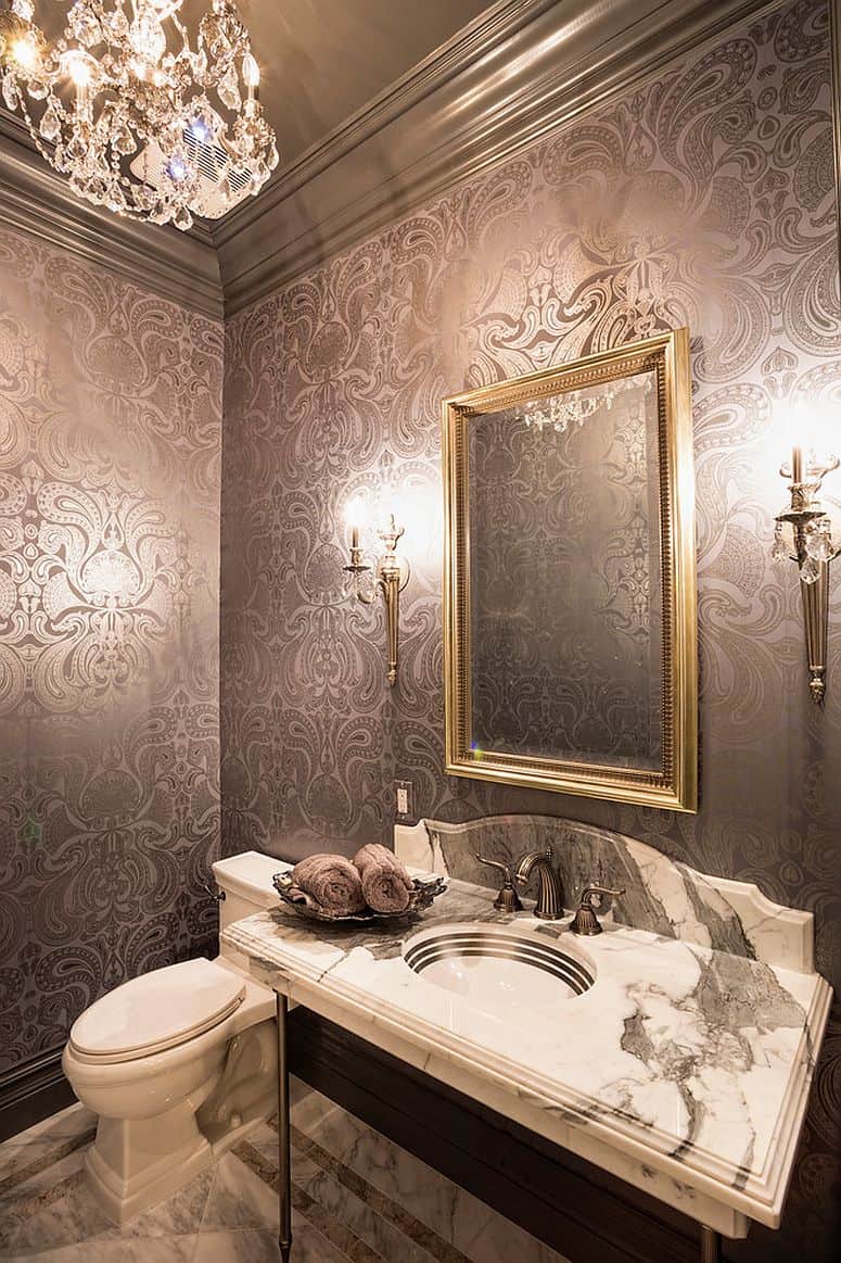 metallic powder room wallpaper 11