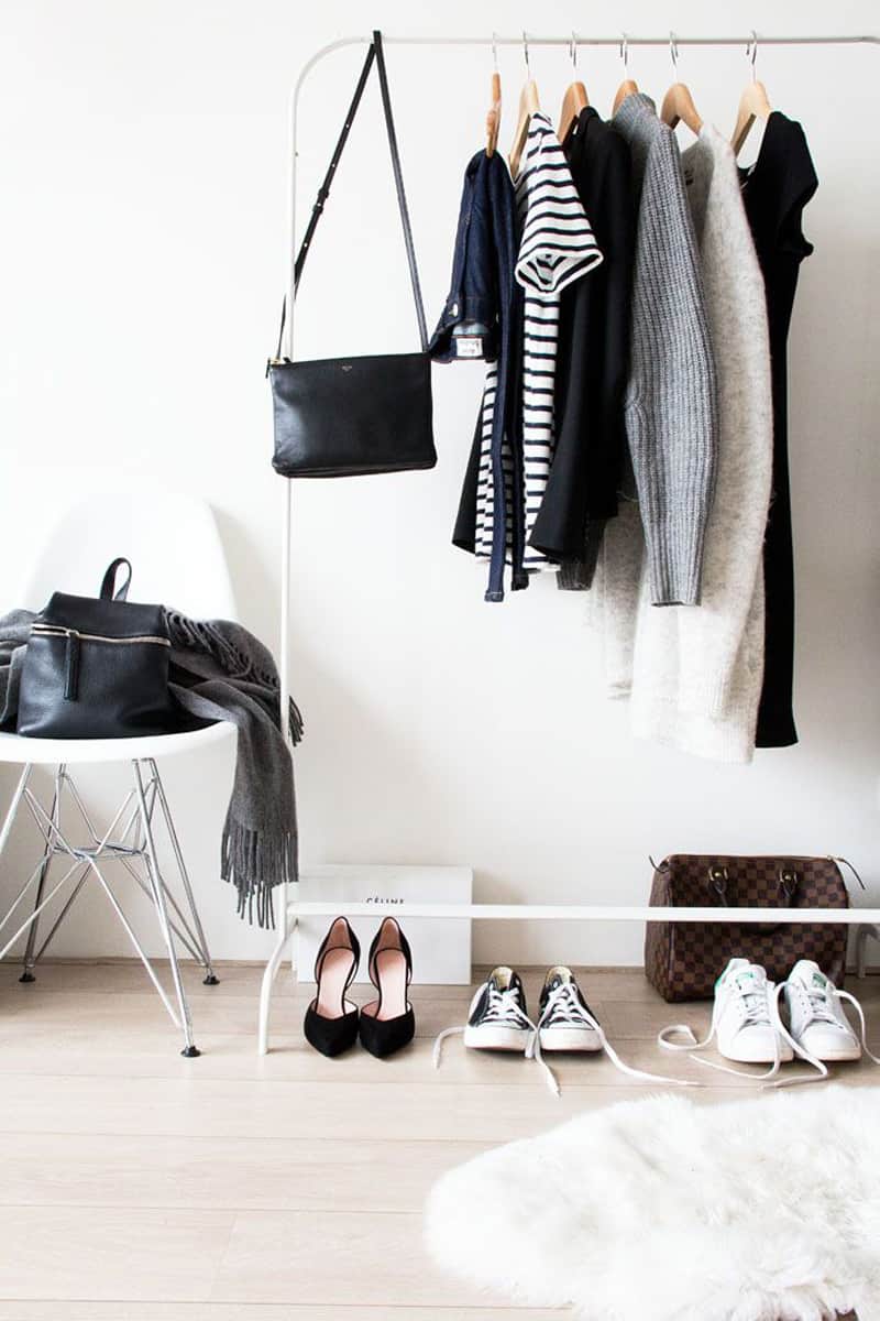 Minimalist clothing storage