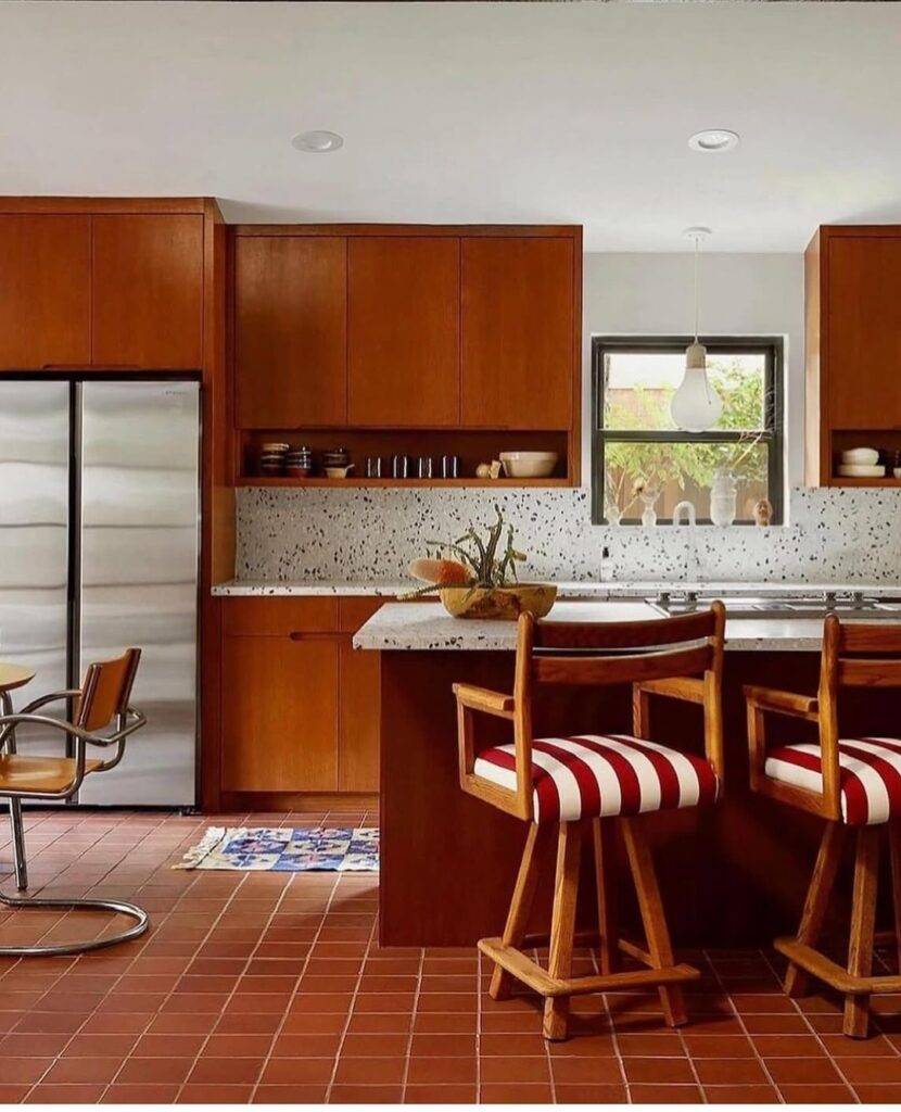 Modern Terracotta Cabinetry With Terrazzo