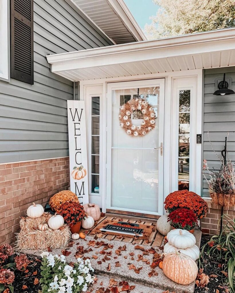 Mums and Pumpkins at the Entry