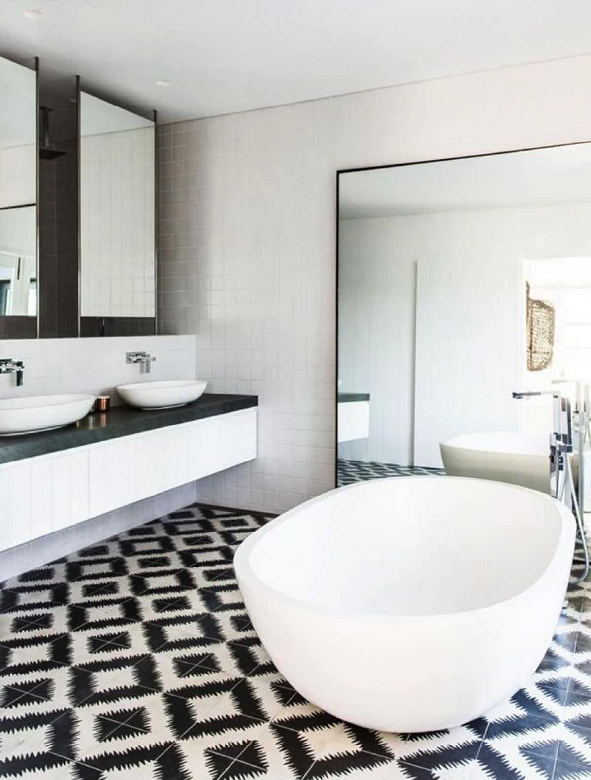 We love the idea of pattern not just on your walls but on your flooring as well.