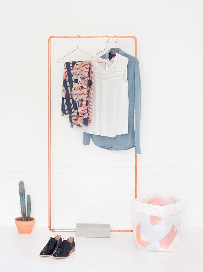 Rose gold clothing rack