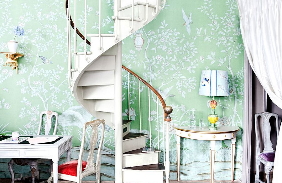 Stylish spiral staircase leading to a chic home office [From: Mirotex]