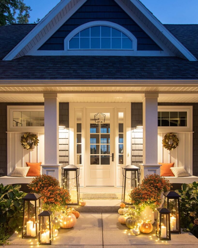 Symmetrical Porch Decor for Fall