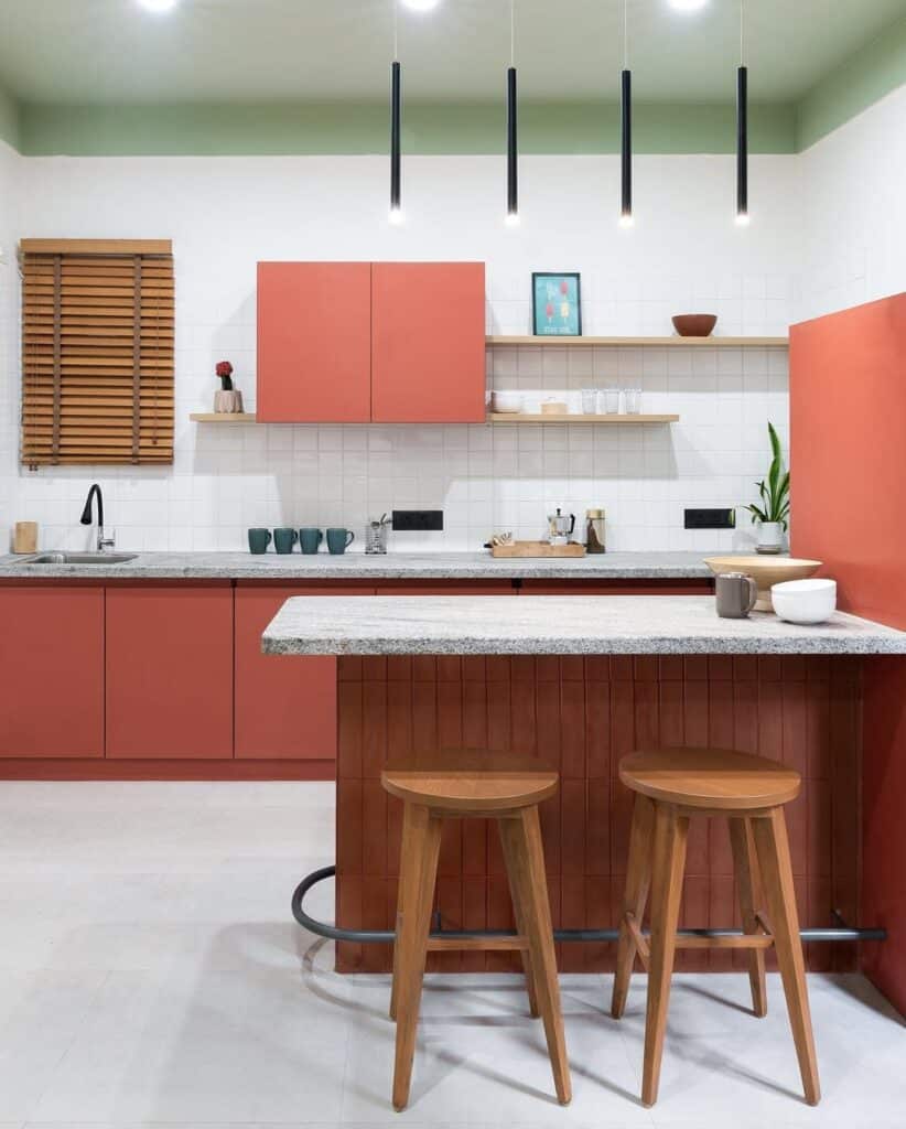 Terracotta Cabinetry With Minimal Lines