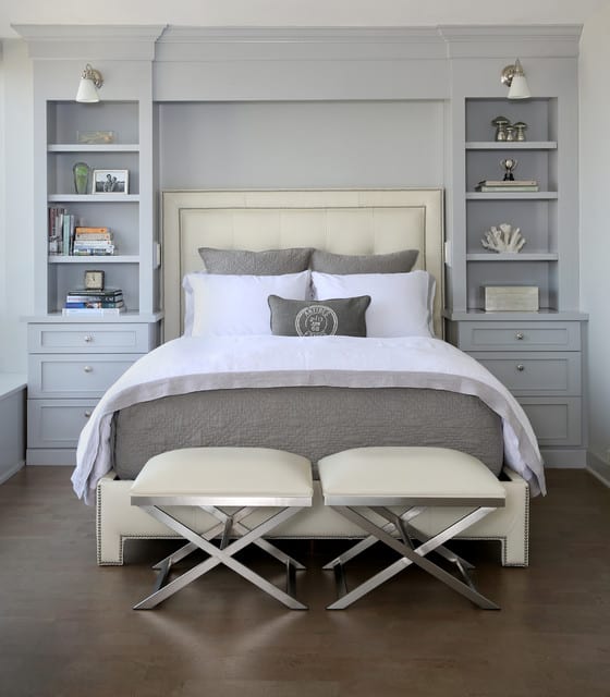 Transitional bedroom with focal point