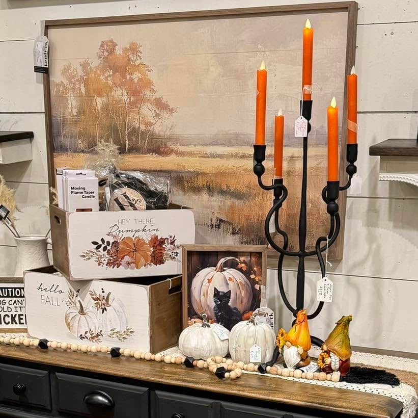 Vintage Candlelit Pumpkin Crate