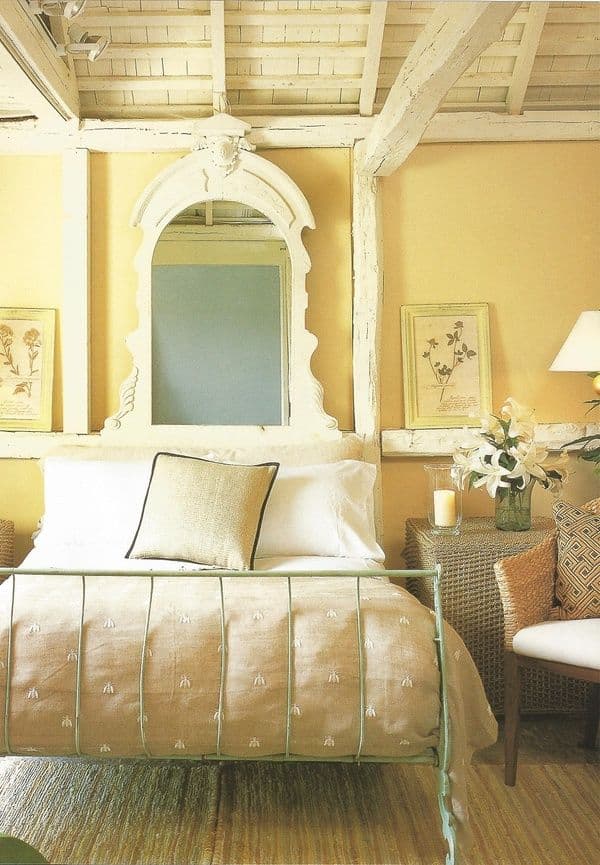 vintage inspired yellow bedroom