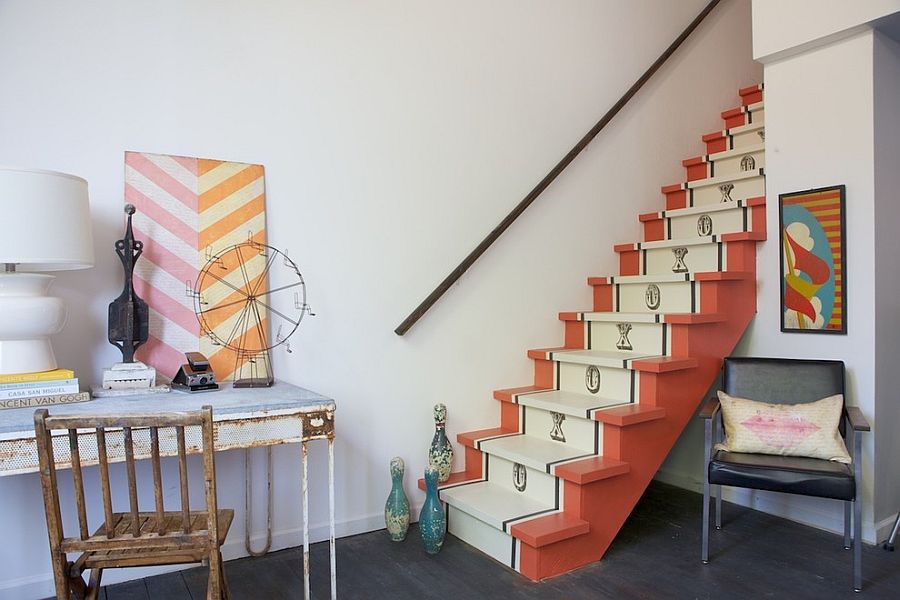 Vintage runner design for the shabby chic staircase [Design: Shannon Kaye]