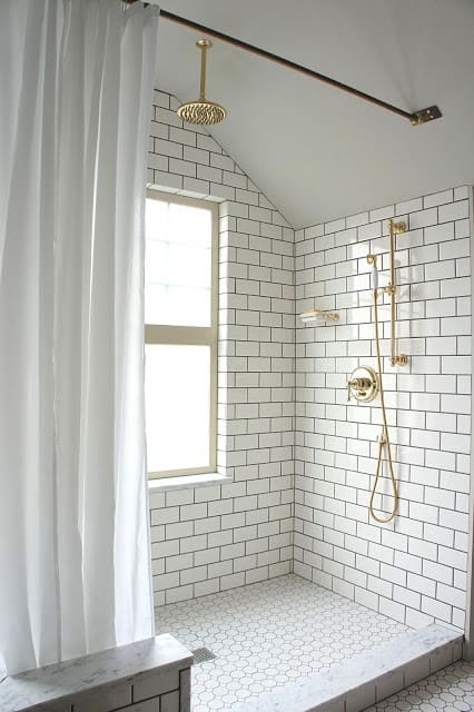 white subway tile shower