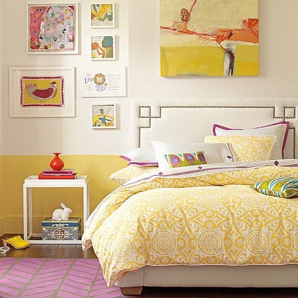 yellow and pink young bedroom