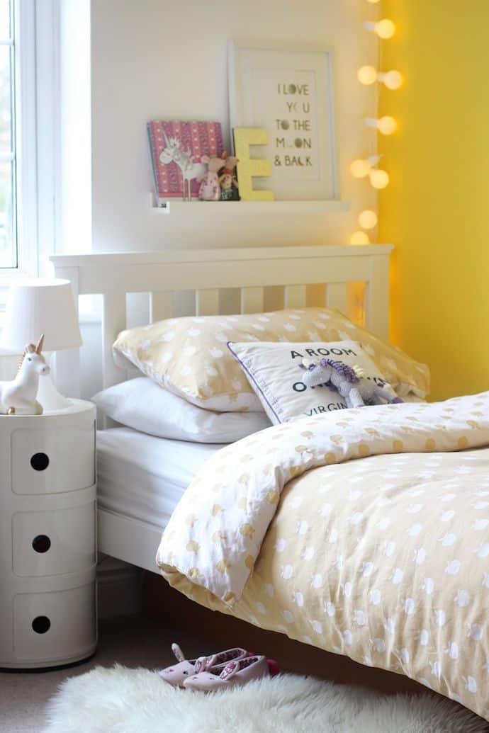 young girls yellow bedroom