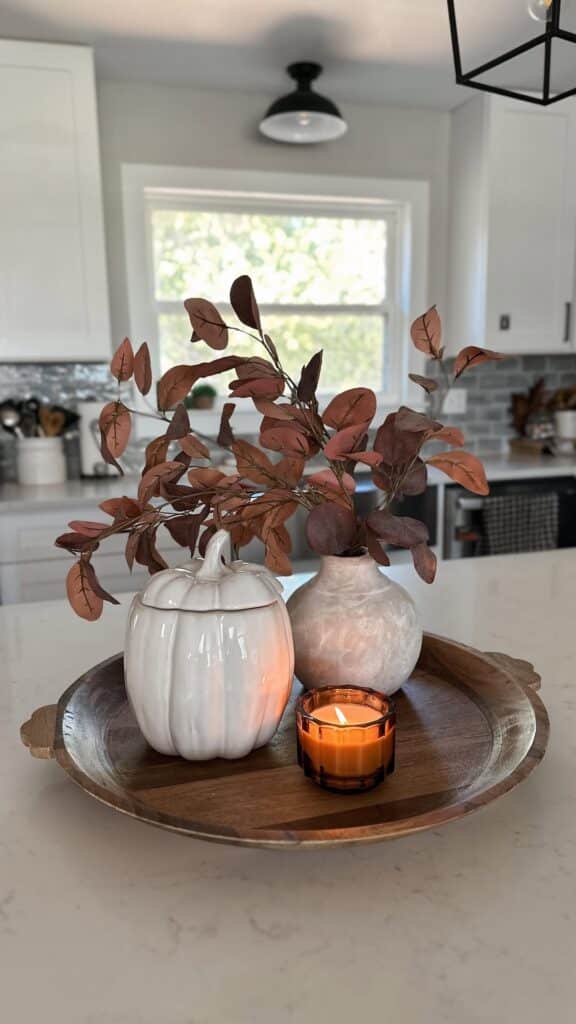 Amber and Rust Tray Centerpiece