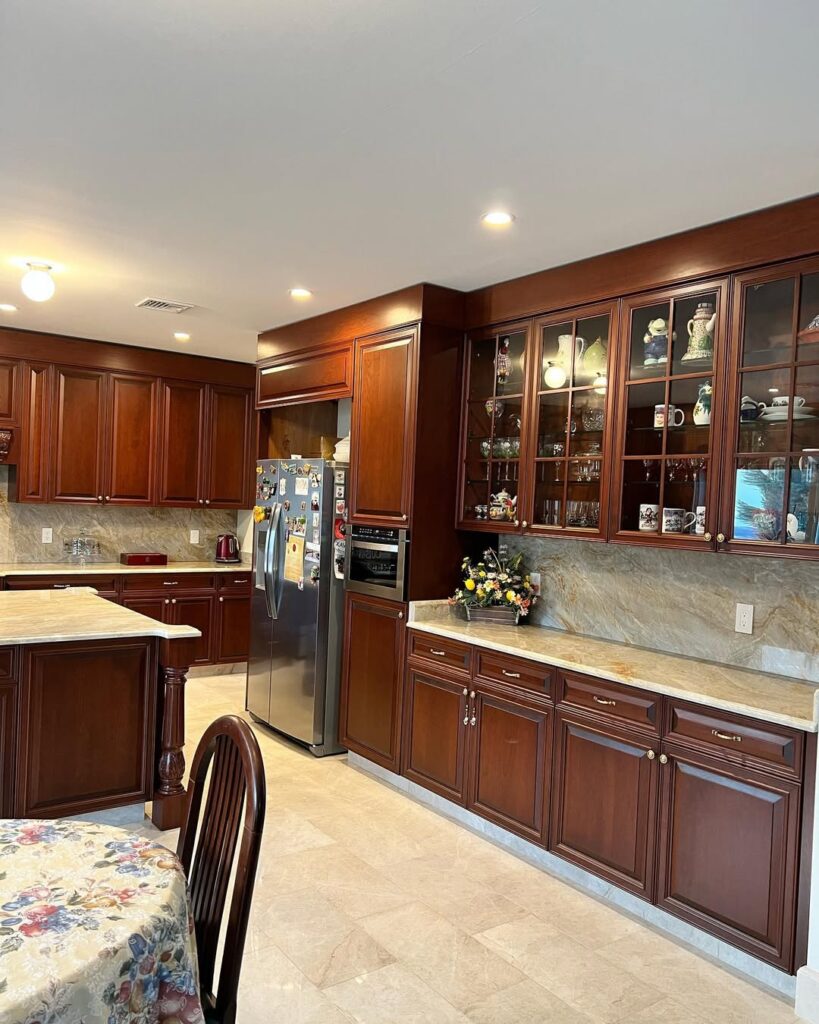 Cherry Cabinets With Glass Doors