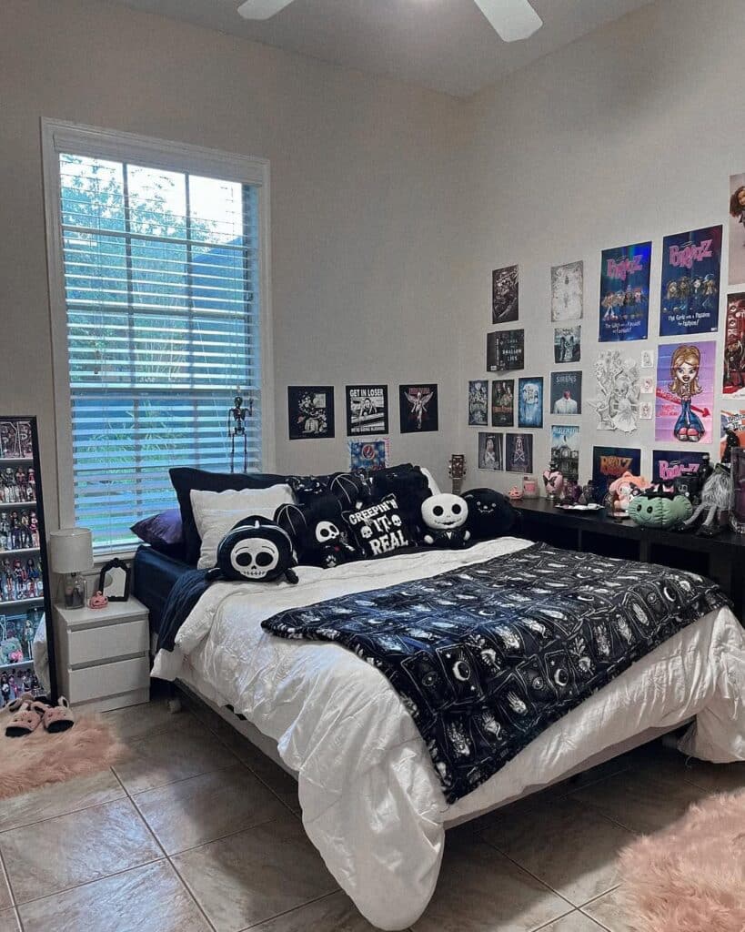 Dark Romance Halloween Bedroom in Gothic Dollcore Style