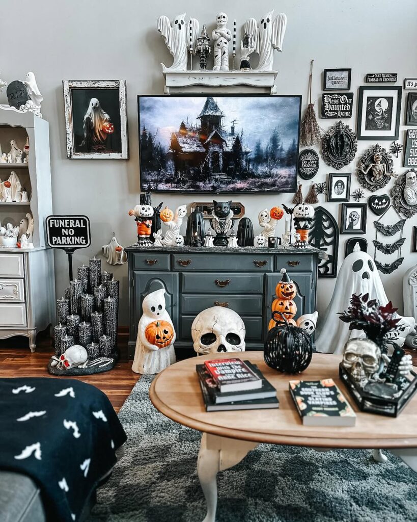 Halloween Maximalism in a Haunted Museum Lounge